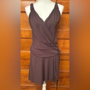 To The Max Brown Sleeveless Wrap Dress